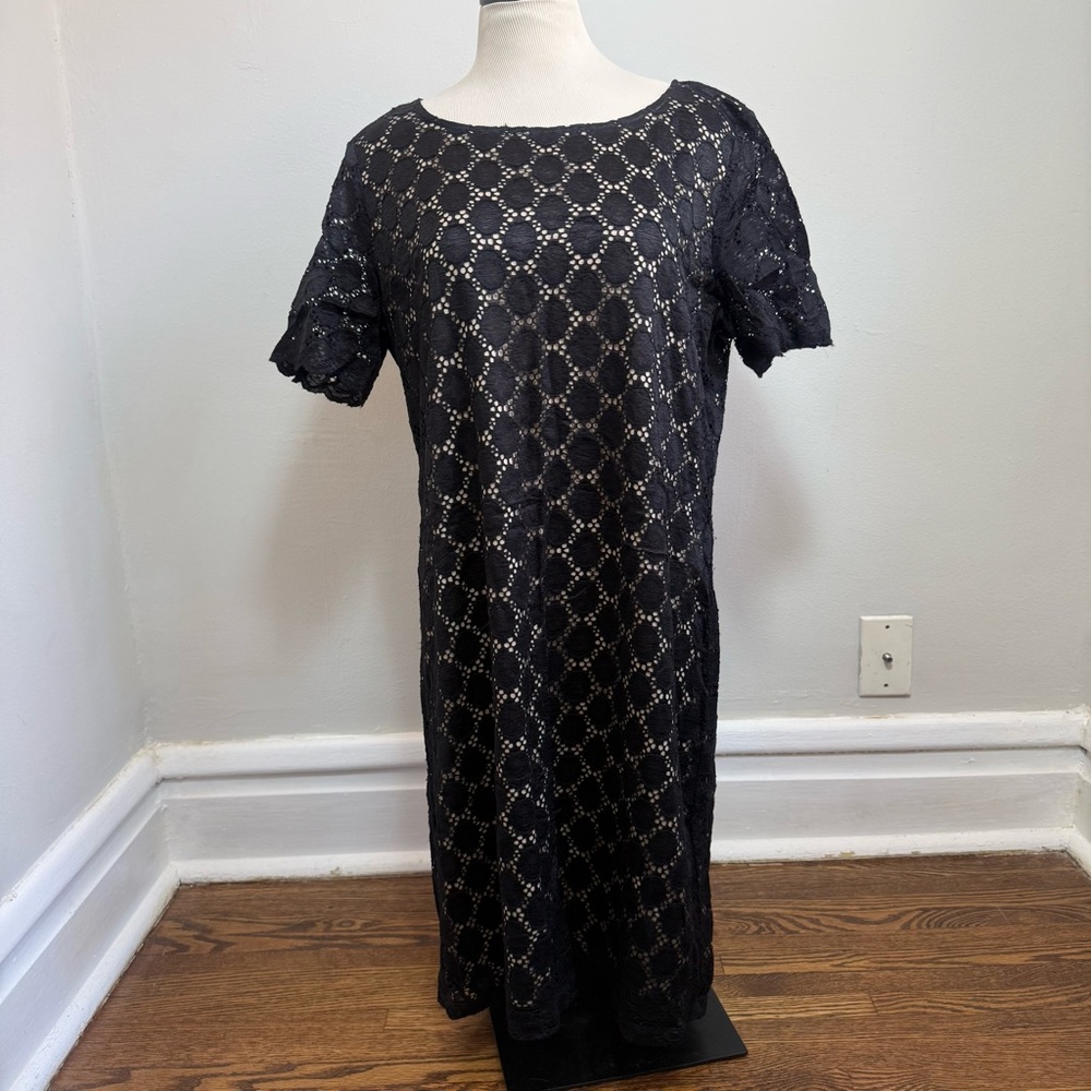 EUC Black and Beige Lace Dress Tacera sz L
